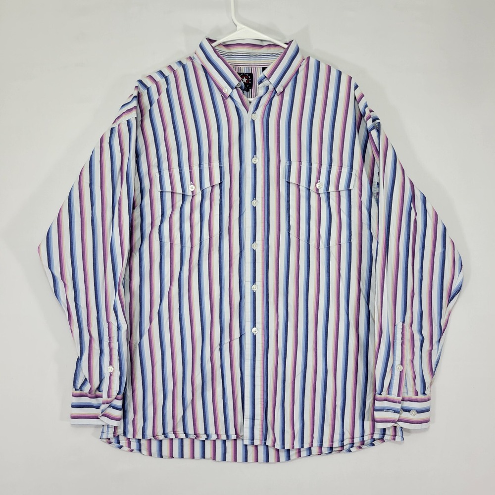 Panhandle Slim Men's Western Button Down Shirt Striped‎ Size LARGE
